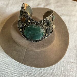 Cuff bracelet with multi colored stones  Adjustable